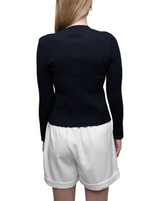 Ribbed Knit Cardigan Sweater 