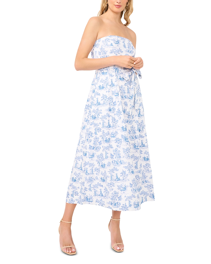 1.state Strapless Tie Waist Midi Dress