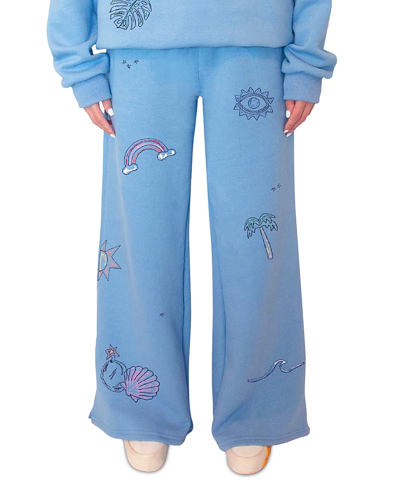 C. Bonz Scribble Doodles Wide Leg Sweatpants