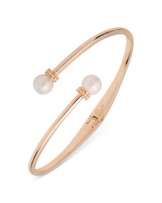 Imitation Pearl Bypass Cuff Bracelet