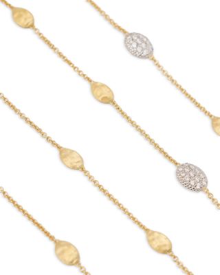 18K Yellow Gold Siviglia Diamond & Textured Link Long Chain Necklace, 36"