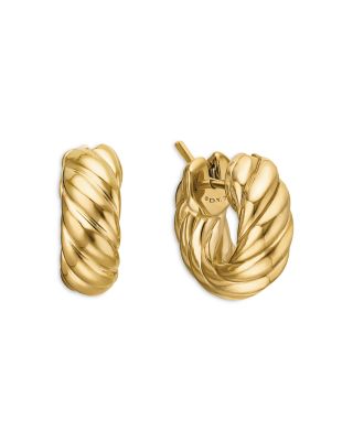 Sculpted Cable Hoop Earrings in 18K Yellow Gold, 14.4mm