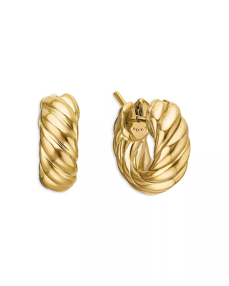 Sculpted Cable Hoop Earrings in 18K Yellow Gold, 14.4mm