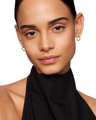 Petite Infinity Huggie Hoop Earrings in 18K Yellow Gold with Diamonds, 3mm