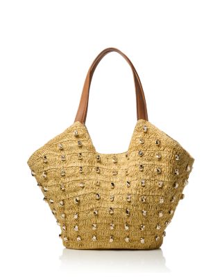 Galia Studded Raffia Tote Bag