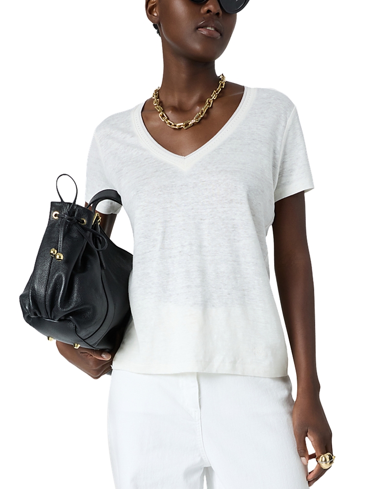 Gerard Darel Mirana Linen V Neck Top