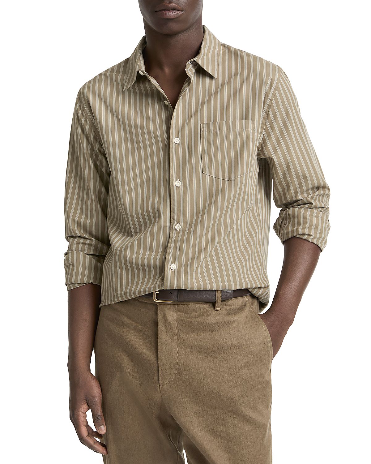 Vince Tryon Stripe French Placket Shirt