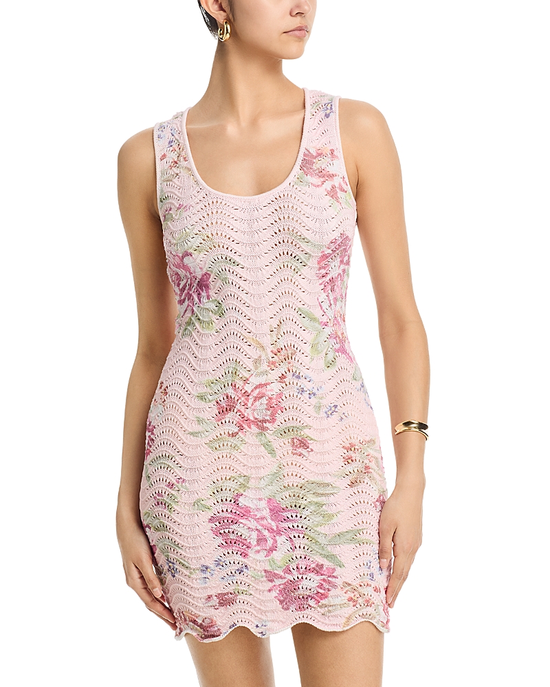 Aqua Floral Sweater Knit Tank Mini Dress - Exclusive