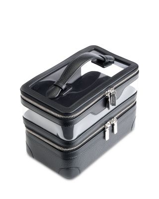 Double Decker Leather Cosmetic Bag