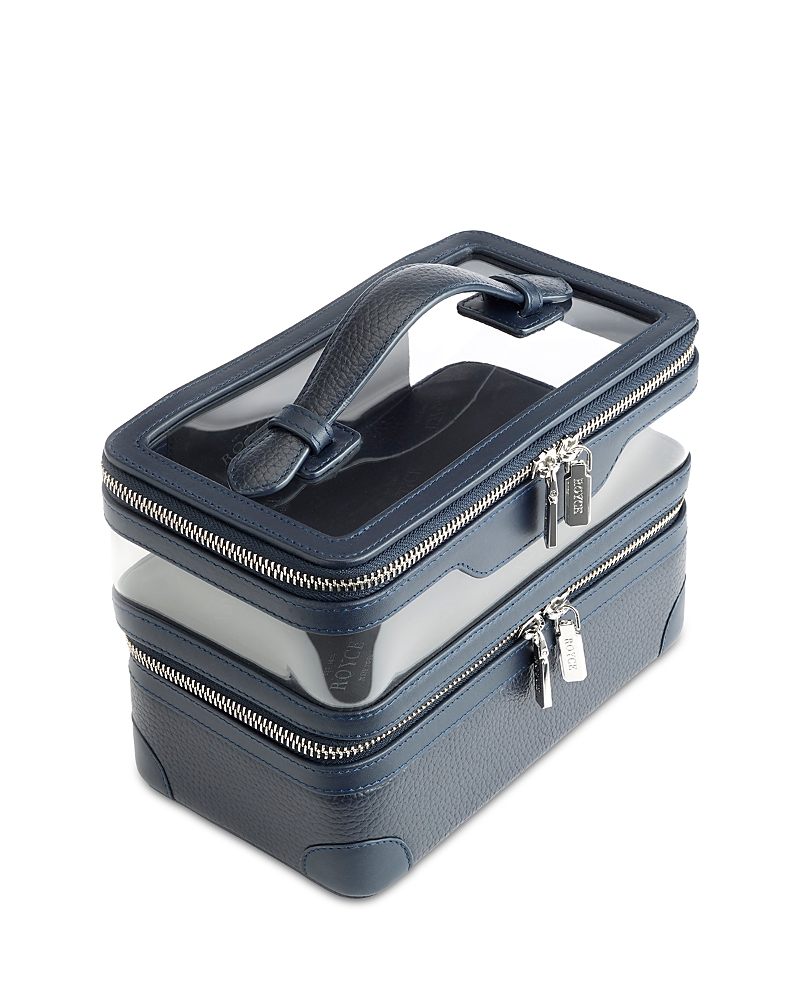 Royce New York Double Decker Leather Cosmetic Bag
