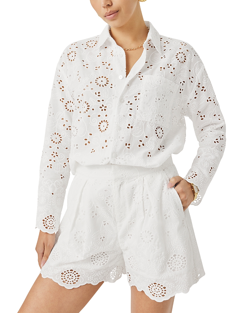 Splendid Spl X Cj Eyelet Button Front Top · XL