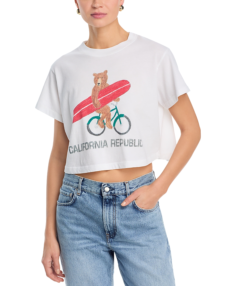 Unfortunate Portrait California Republic Cropped Tee In White