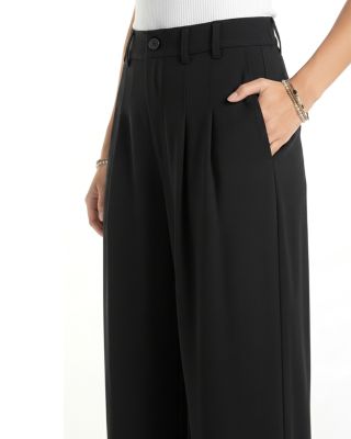 High Rise Pleated Wide Leg Trousers 