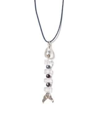 Multi Gemstone Fish Cord Pendant Necklace, 42"