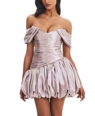  Milena Ruched Asymmetrical Bubble Mini Dress