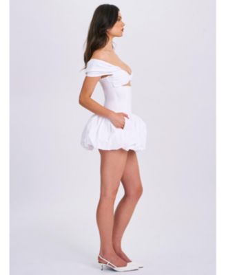  Umika Key Hole Off Shoulder Bubble Hem Mini Dress