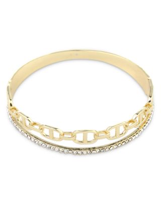 Cubic Zirconia Frozen Link Bangle Bracelet - Exclusive