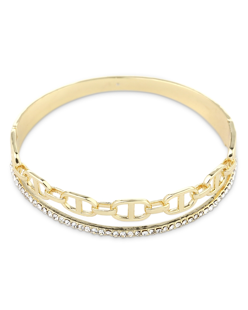 Aqua Cubic Zirconia Frozen Link Bangle Bracelet - Exclusive