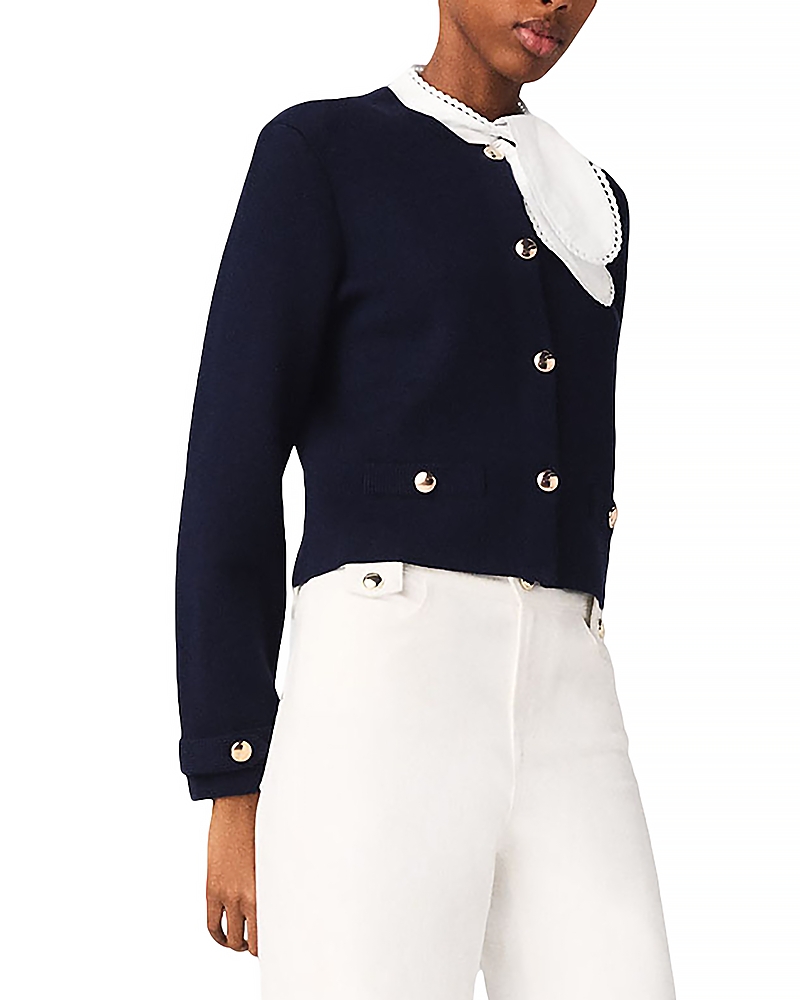 Maje Detachable Embroidered Collar Cardigan