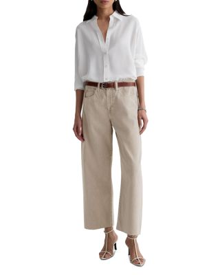 Hattie High Rise Crop Barrel Jeans in Sulfur Light Taupe
