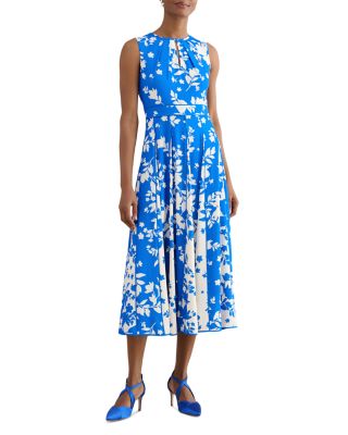 Angelica Floral Keyhole Neck Midi Dress