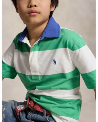 Boys' Striped Cotton Short Sleeved Rugby Shirt - Big Kid