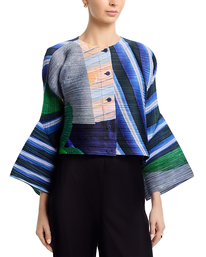 Pleats Please Issey Miyake City Collage Cardigan Sweater