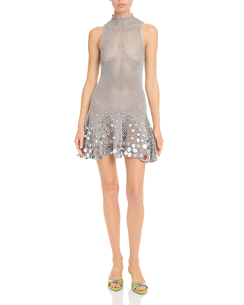 Casablanca Crochet Mirror Mini Dress