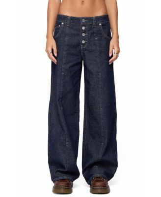  Polley Button Up Low Rise Baggy Jeans