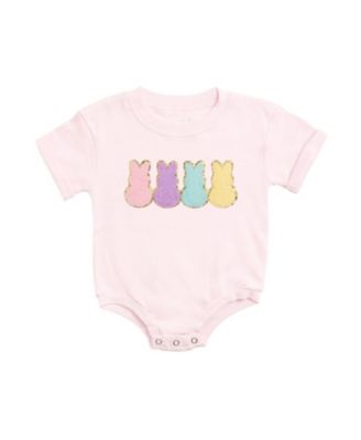 Girls' Easter Peeps Patch Short Sleeve Romper - Baby