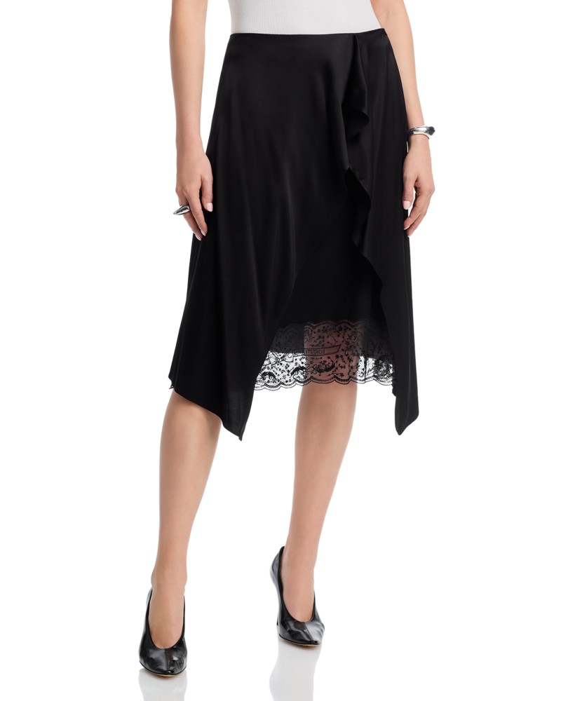Acne Studios Layered Satin Skirt in Black