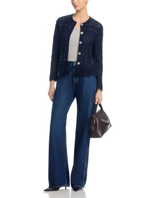 Beaded Fringe Crewneck Cardigan