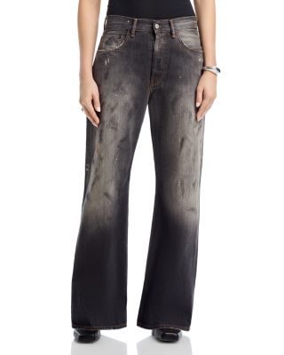 Wide Leg Paint Splatter Jeans in Black