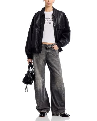 Wide Leg Jeans in Washed Black