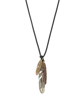 Sterling Silver, Bronze & Brass Artisan Metals Feather Cluster Necklace, 24"