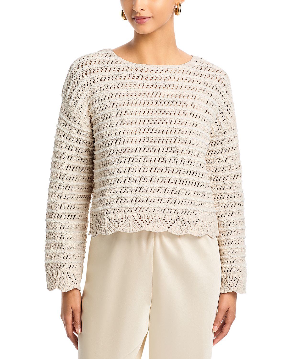 Aqua Pointelle Crewneck Sweater - Exclusive