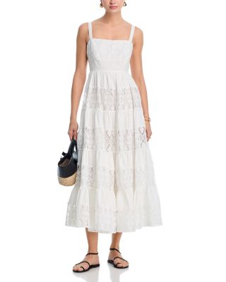 Lace Inset Tier Midi Dress - Exclusive