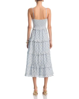 Embroidered Smocked Tier Midi Dress - Exclusive