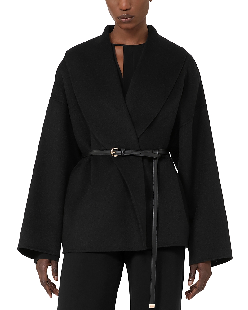 Max Mara Studio Mstsughero Black Short Robe Coat