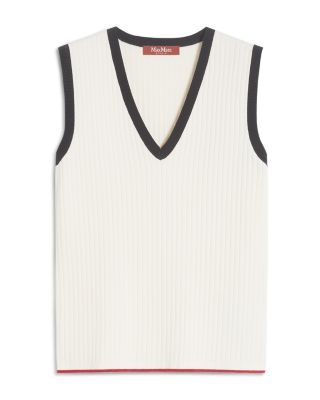 Mstumile White Blue Ribbed Tank Top