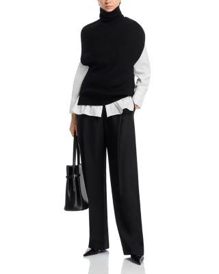 Belted Smooth Leather Bucket Bag