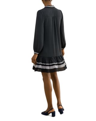 Valerie Contrast Print Tie Neck Dress