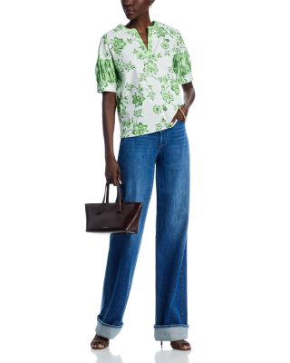 Split Neck Printed Blouse