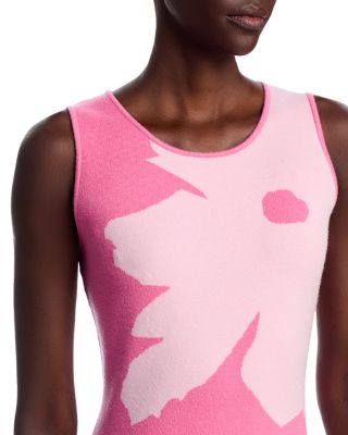 Two Tone Jacquard Graphic Floral Sweater Dress