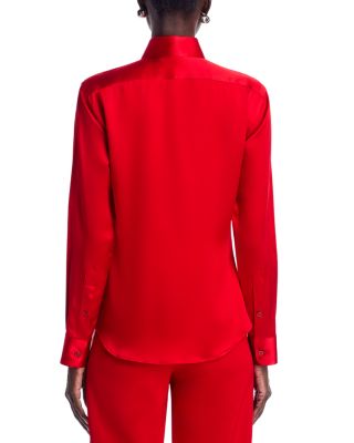 Button Front Silk Blouse