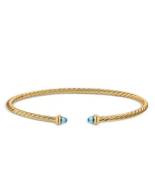 Micro Cablespira&reg; Flex Bracelet in 18K Yellow Gold with Blue Topaz, 2.6mm