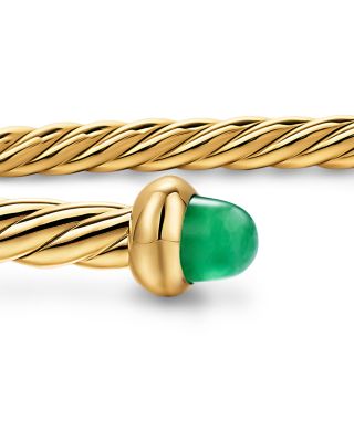 Micro Cablespira&reg; Flex Bracelet in 18K Yellow Gold with Emeralds, 2.6mm