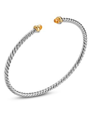 Micro Cable Flex&reg; Bracelet in Sterling Silver with 14K Yellow Gold and Citrine, 2.6mm