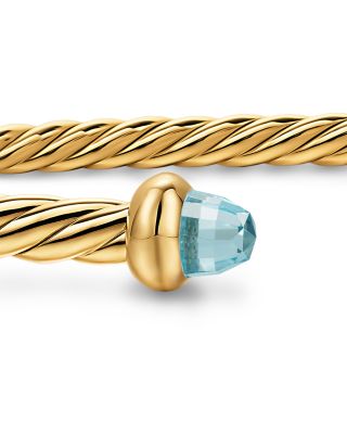 Micro Cablespira&reg; Flex Bracelet in 18K Yellow Gold with Aquamarine, 2.6mm