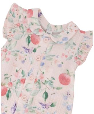 Girls' Cotton Muslin Printed Berries Romper - Baby
